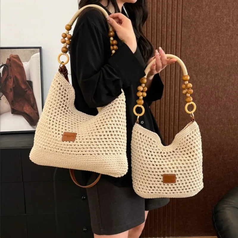 KNIT MESH BUCKET SHOULDER BAG
