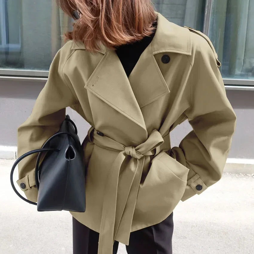 CROPPED TRENCH COAT WITH BELT