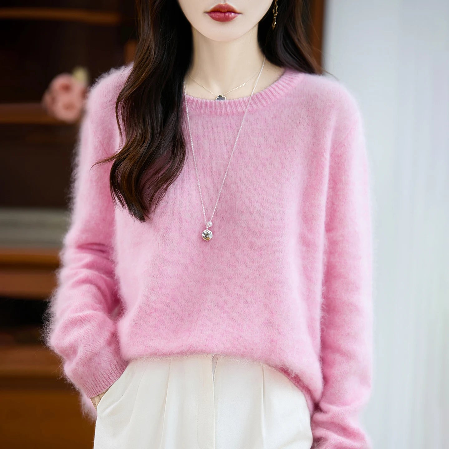LONG SLEEVE PURE WOOL SWEATER