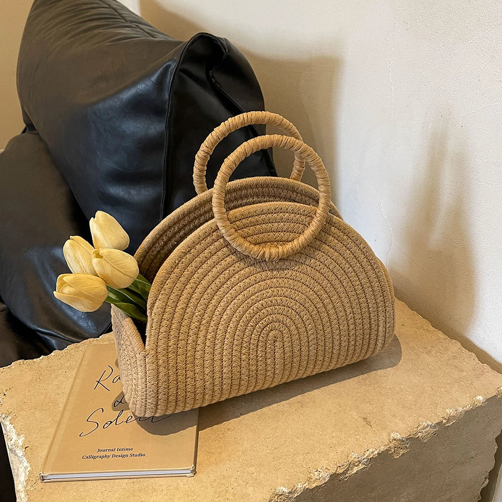 COTTON ROPE WOVEN CIRCULAR PURSE