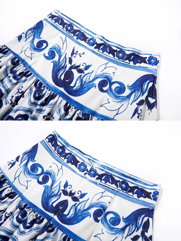 UMMER BLUE & WHITE PORCELAIN TWO-PIECE SET