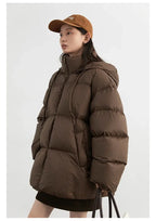 WOMEN’S HOODED DOWN PUFFER JACKET WHITE DUCK DOWN SOLELII