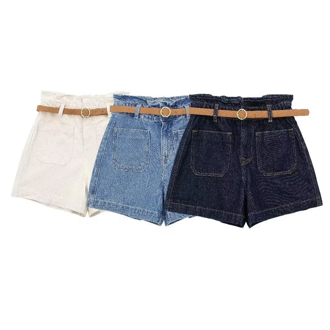 HIGH WAIST CASUAL SHORTS WITH BELT