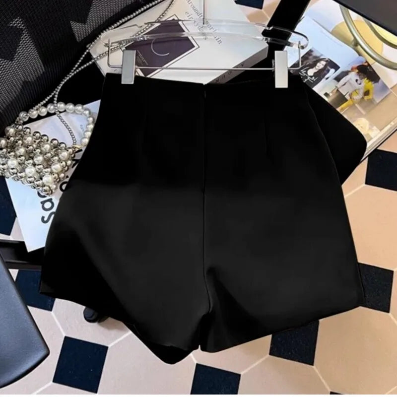 SUMMER HIGH WAIST PLEATED WIDE LEG SHORTS