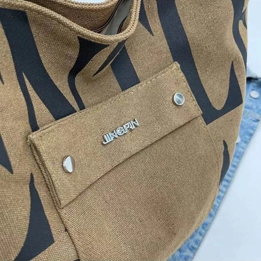 SINGLE SHOULDER LETTER TOTE BAG