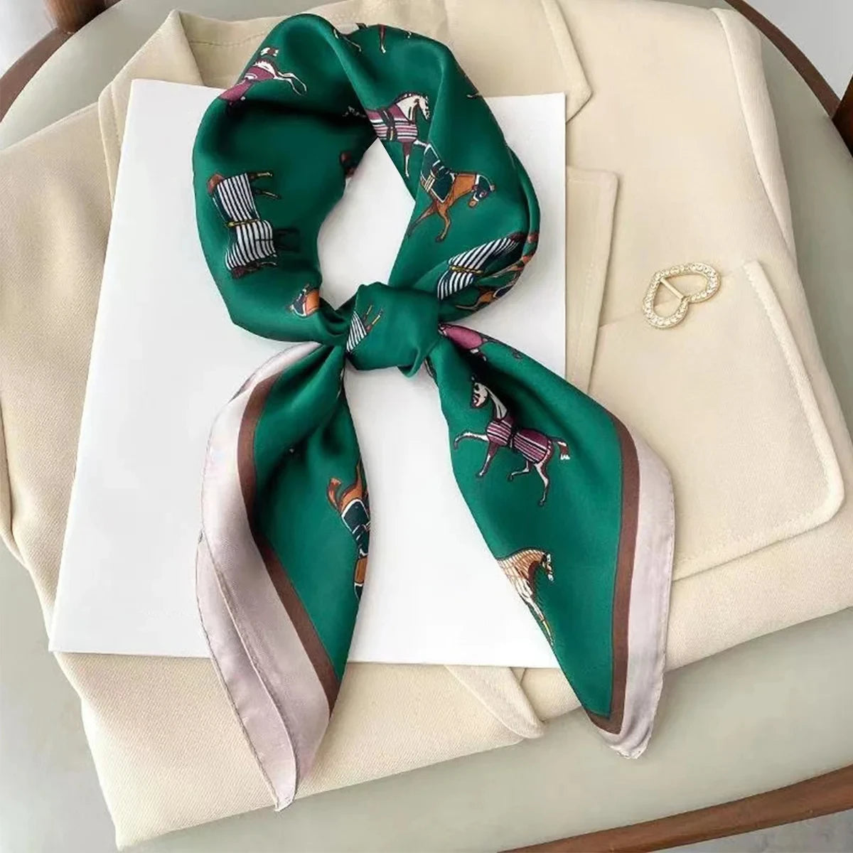 NORDIC STYLE FAUX SILK SQUARE SCARF