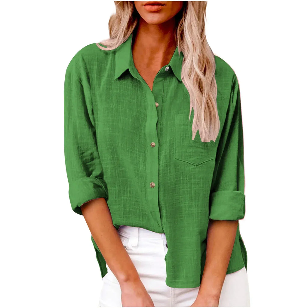 COTTON LINEN LONG SLEEVE TOP