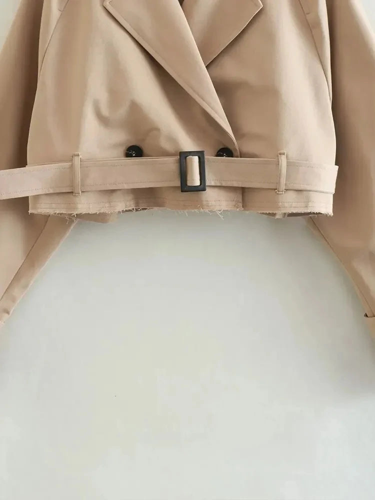 CROPPED DOUBLE-BREASTED TRENCH JACKET