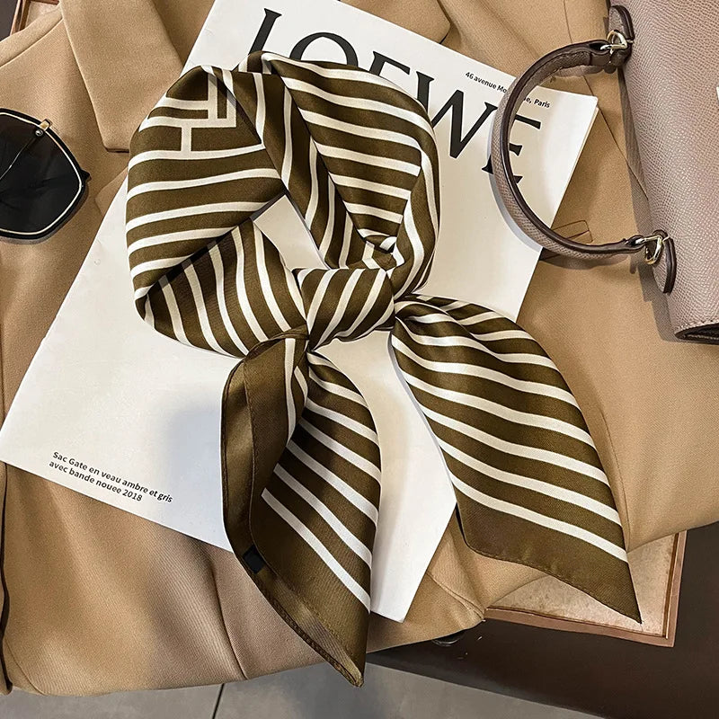 LUXURY PLAID SILK-LIKE SQUARE SCARF