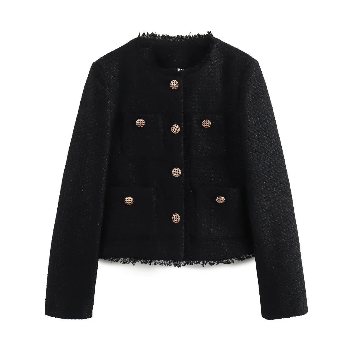 SHORT TWEED JACKET WITH FRONT BUTTONS