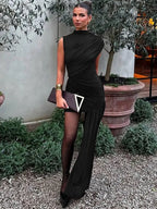 DRAPED SLEEVELESS MINI DRESS SOLELII
