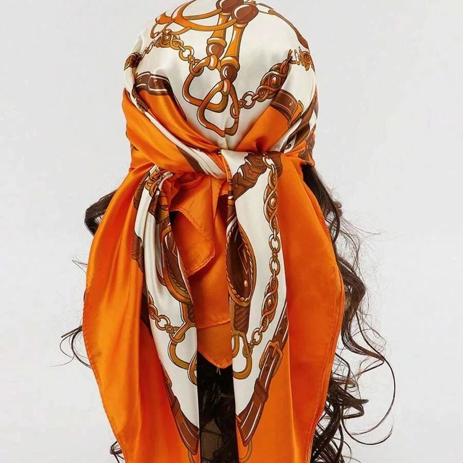 SATIN PRINT MULTIFUNCTIONAL SQUARE SCARF
