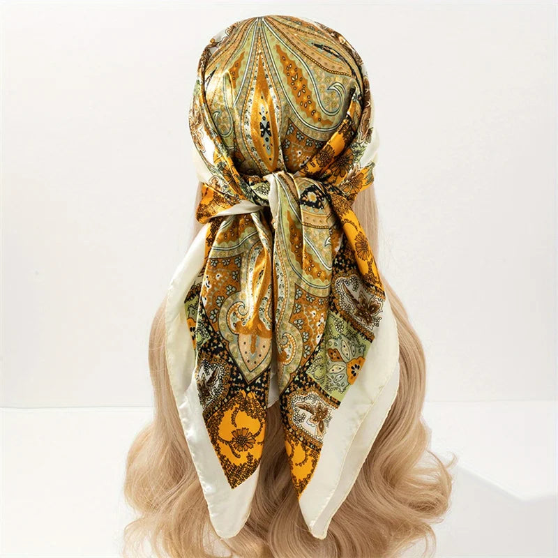 SATIN PRINT MULTIFUNCTIONAL SQUARE SCARF