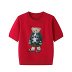 EUROPEAN STYLE LUXURY BEAR KNIT SHORT SLEEVE TOP Test