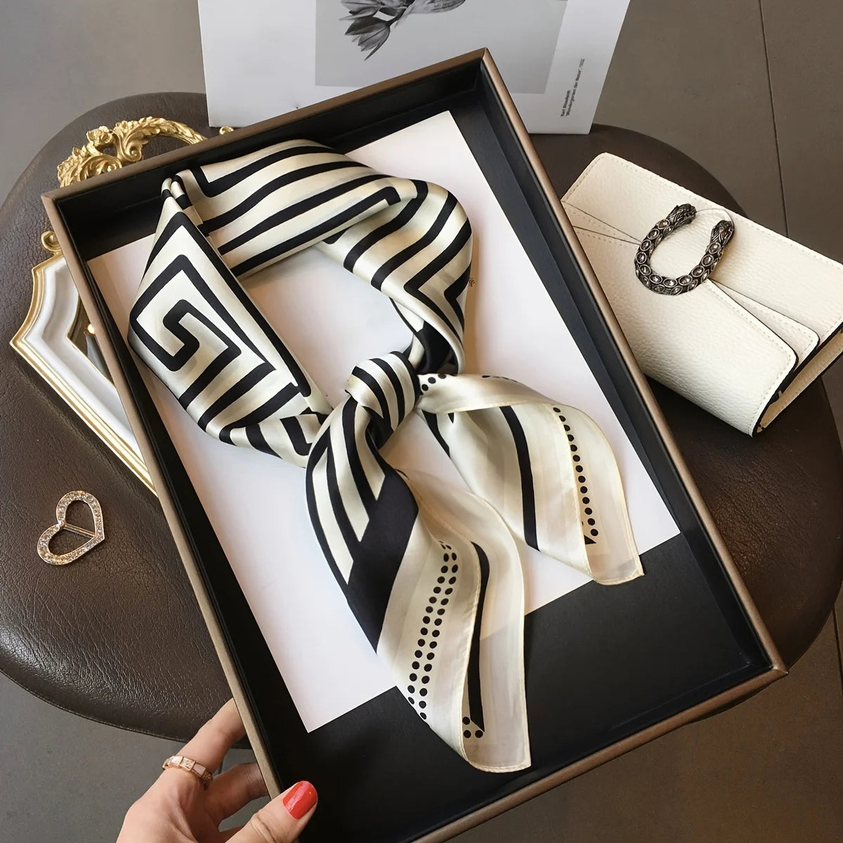 NORDIC STYLE FAUX SILK SQUARE SCARF