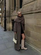 WOMEN'S WOOL BLEND SHOULDER PAD COAT SOLELII