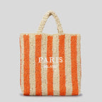 STRIPED STRAW WOVEN TOTE BAG SOLELII