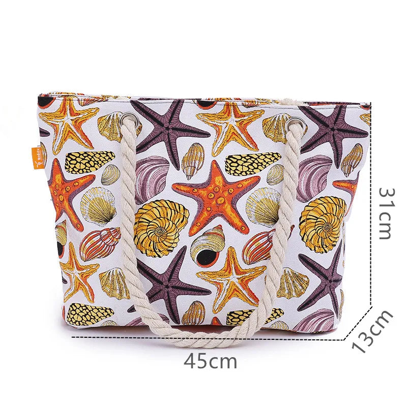 CANVAS BEACH BAG WITH PRINT