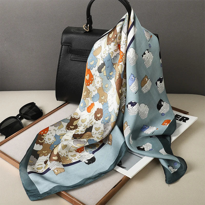 LUXURY PLAID SILK-LIKE SQUARE SCARF