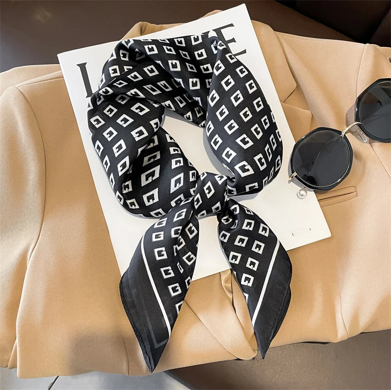 LUXURY PLAID SILK-LIKE SQUARE SCARF