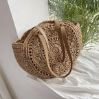 ROUND WOVEN STRAW SHOULDER BAG SOLELII