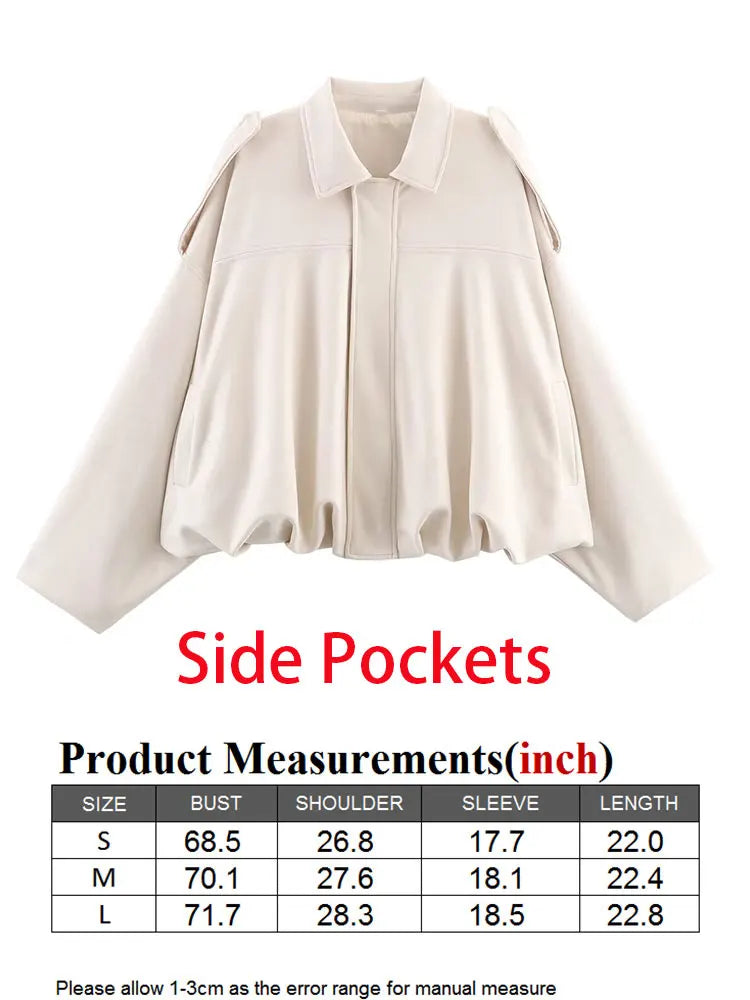 WOMEN'S FAUX SUEDE LOOSE BOMBER JACKET WITH ZIPPER