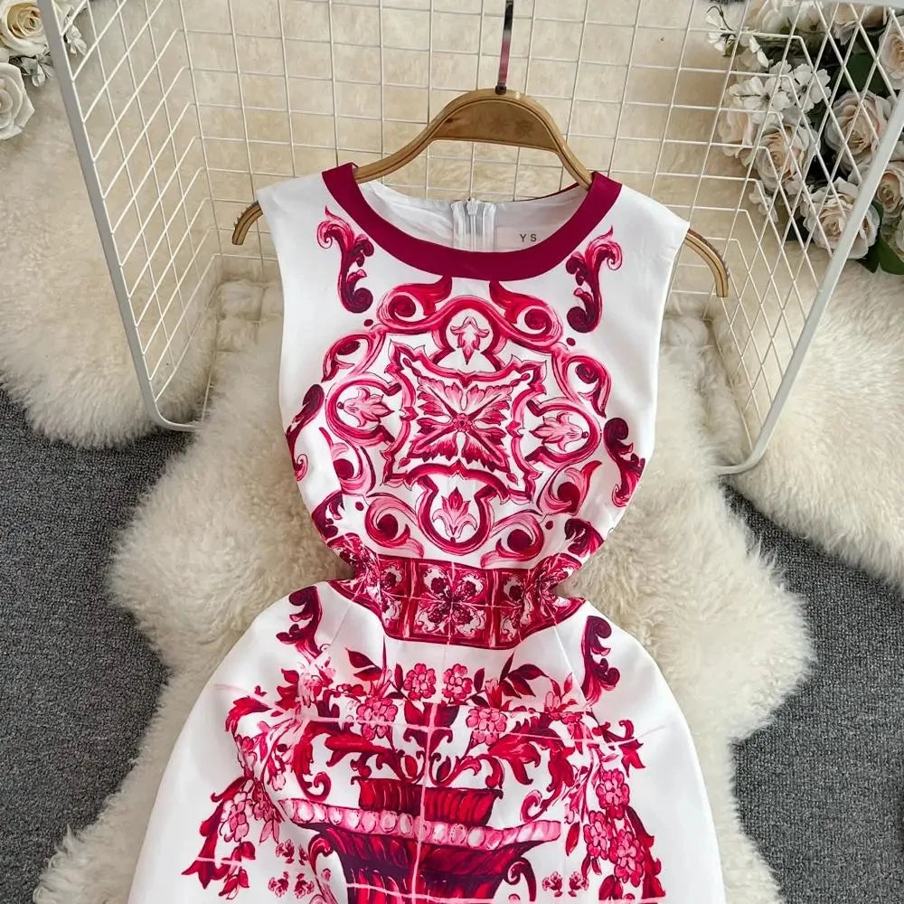 SUMMER SLEEVELESS PORCELAIN MINI DRESS