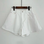 REALEFT SHORTS JEANS A-LINE WHITE SOLELII