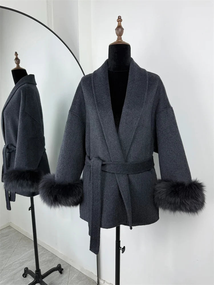 SHORT WOOL OVERCOAT WITH BELT