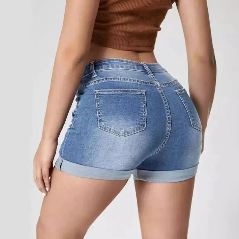 HIGH-WAISTED DENIM SHORTS