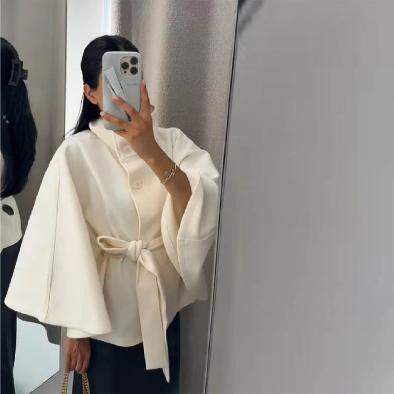 VINTAGE CAPE JACKET WITH BELT