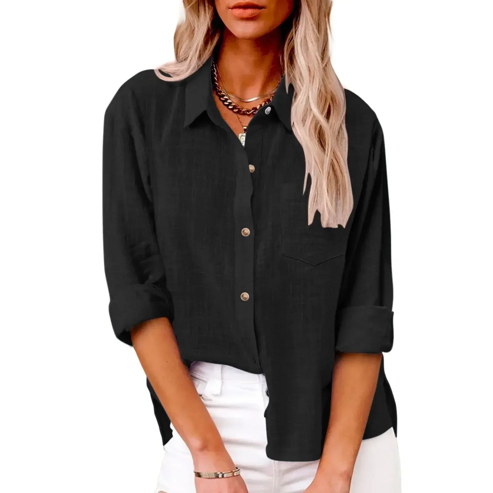 COTTON LINEN LONG SLEEVE TOP