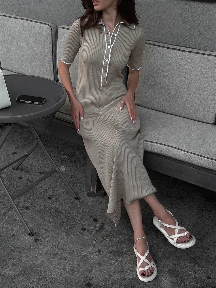 WHITE PATCHWORK KNIT MAXI DRESS