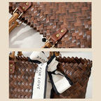 WOVEN BAMBOO-HANDLE CROCHET TOTE