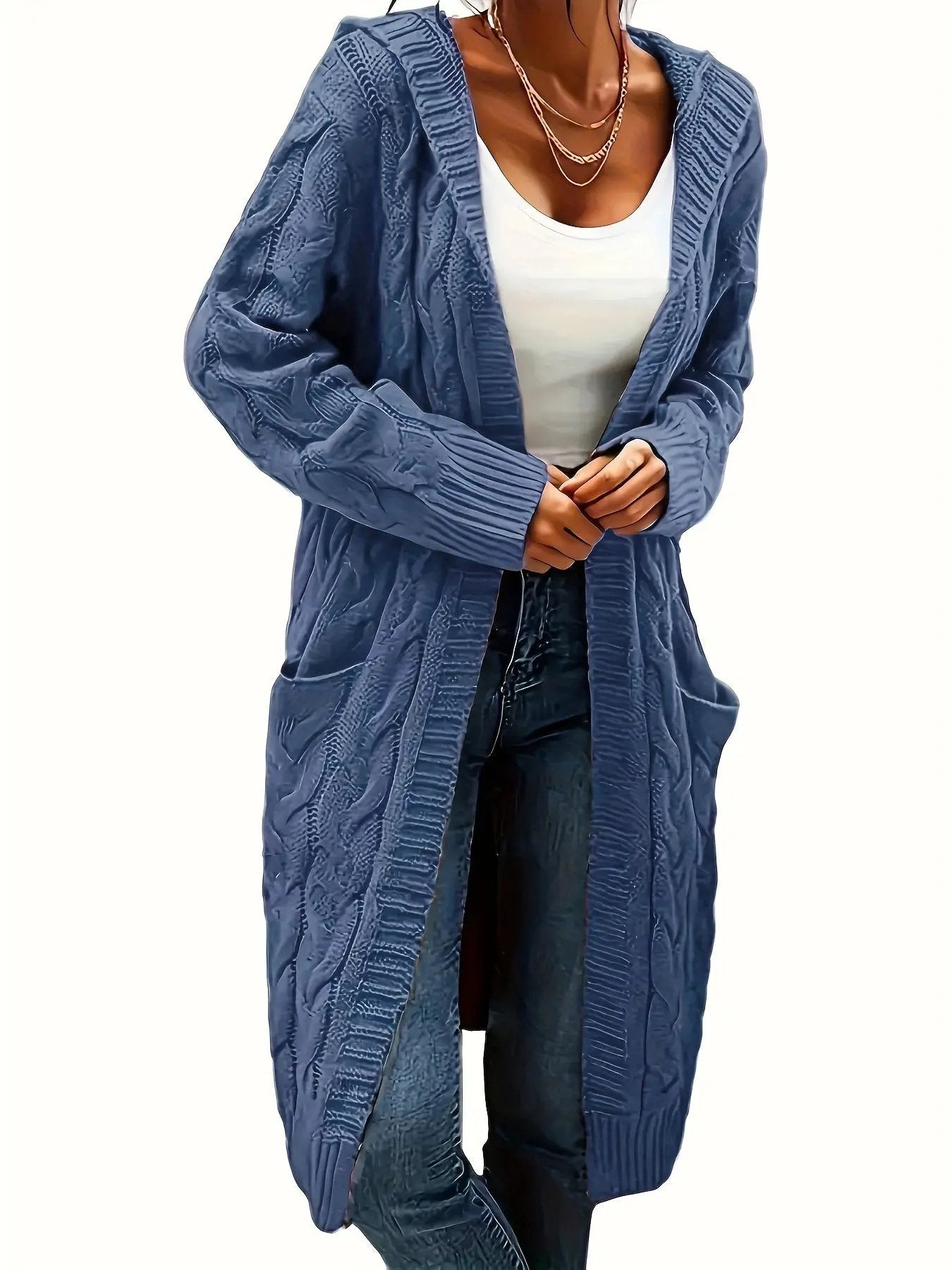 WOMEN’S MID-LENGTH HOODED KNIT CARDIGAN SOLELII