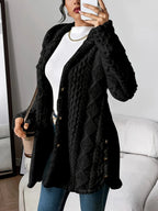 Women’s Hooded Jacquard Plush Cardigan SOLELII