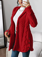 Women’s Hooded Jacquard Plush Cardigan SOLELII