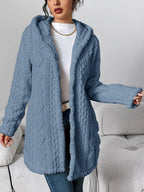 Women’s Hooded Jacquard Plush Cardigan SOLELII