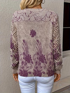 WOMEN’S ELEGANT V-NECK FLORAL SWEATER SOLELII