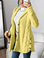 Women’s Hooded Jacquard Plush Cardigan SOLELII