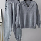 WOMEN’S V-NECK KNIT SWEATER SET SOLELII