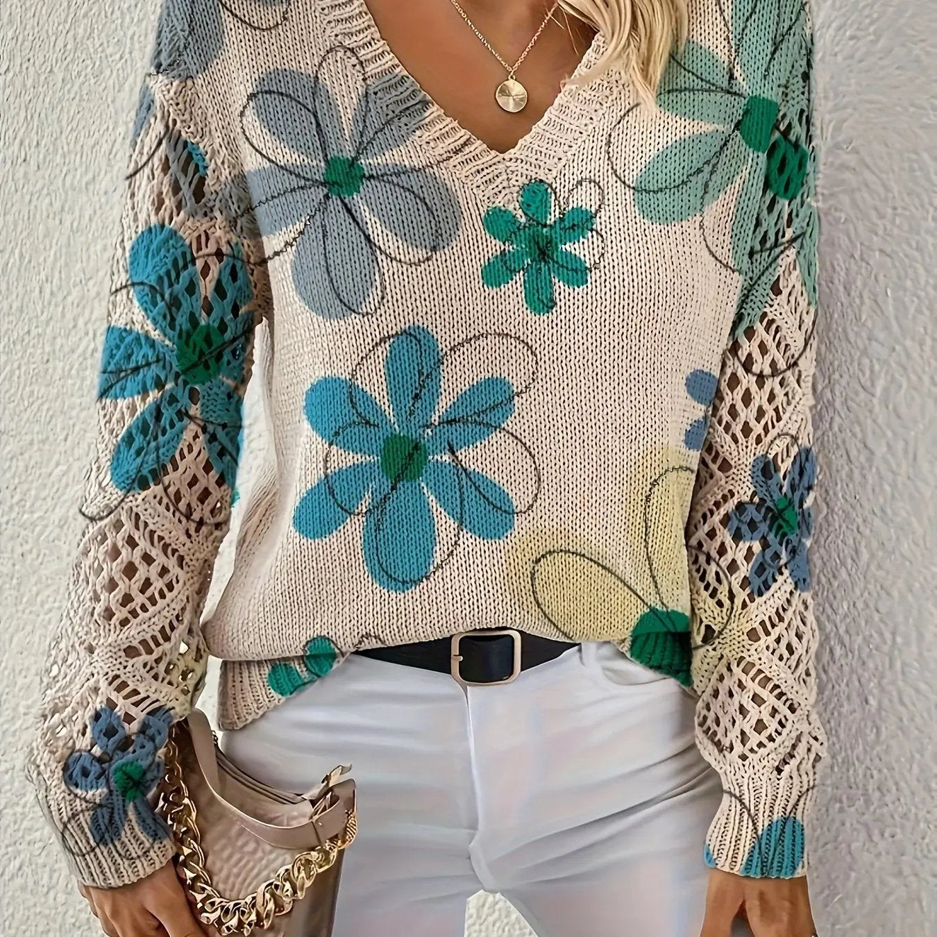 WOMEN’S ELEGANT V-NECK SWEATER ALL SEASON SOLELII