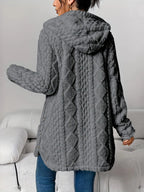 Women’s Hooded Jacquard Plush Cardigan SOLELII