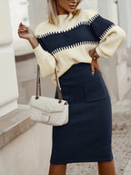 WOMEN’S COLOR BLOCK KNIT SWEATER SET SOLELII