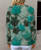 WOMEN’S BOHEMIAN V-NECK LEAF PRINT TOP SOLELII