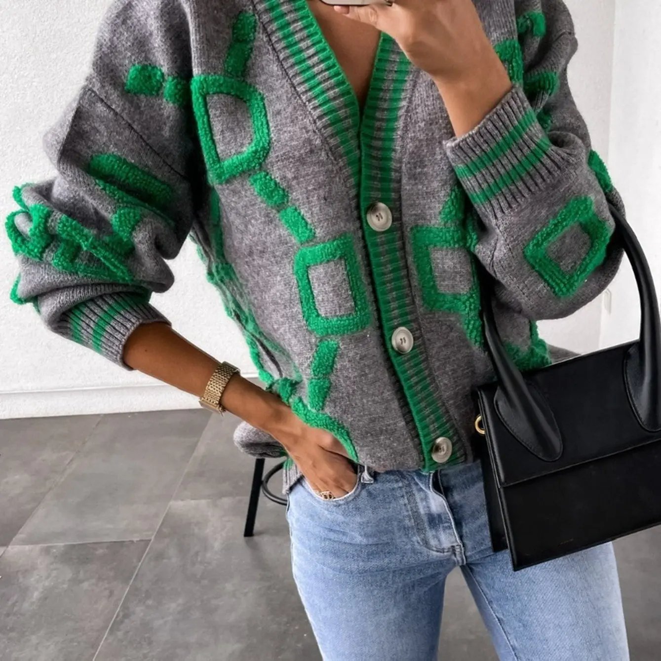 WOMEN’S COLOR BLOCK KNIT CARDIGAN SOLELII