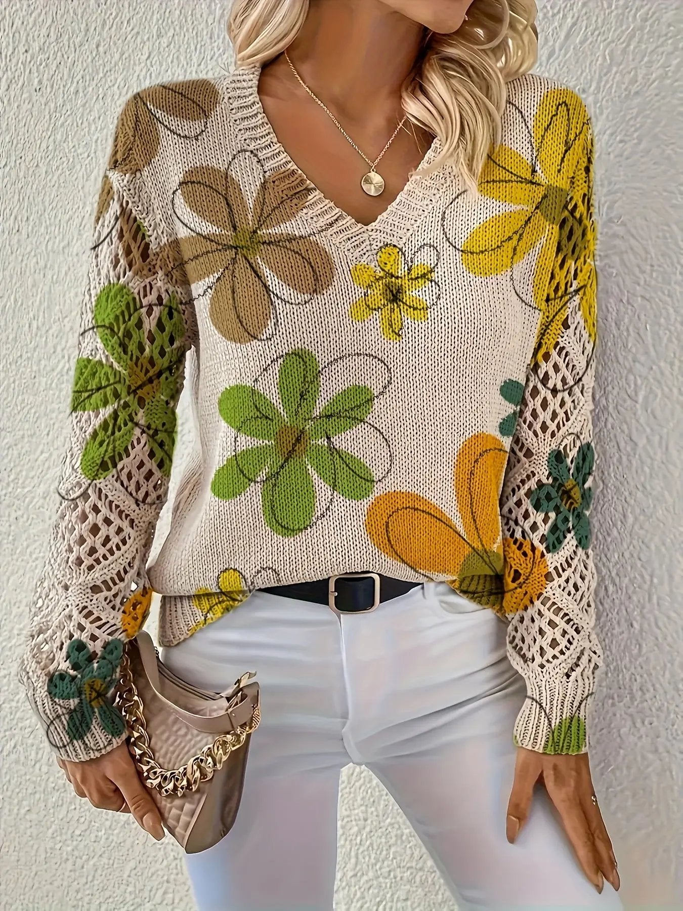 WOMEN’S ELEGANT V-NECK SWEATER ALL SEASON SOLELII