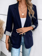 WOMEN’S STRIPED CUFF SINGLE BUTTON BLAZER SOLELII