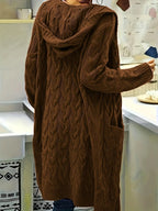 WOMEN’S MID-LENGTH HOODED KNIT CARDIGAN SOLELII