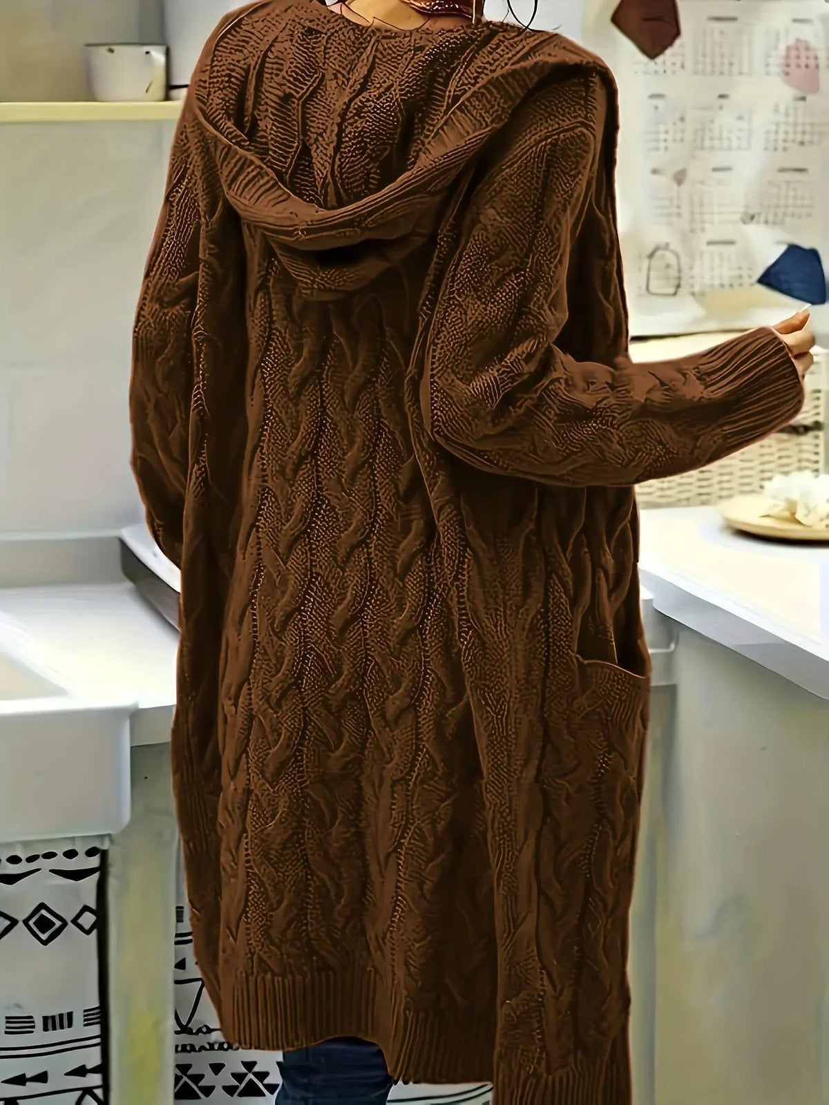 WOMEN’S MID-LENGTH HOODED KNIT CARDIGAN SOLELII